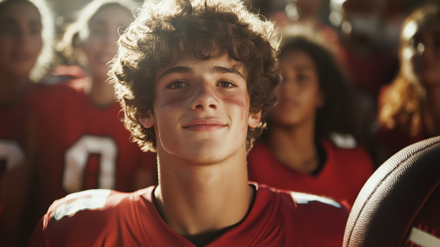 Students and parents collecting and trading school spirit cards featuring student-athletes.